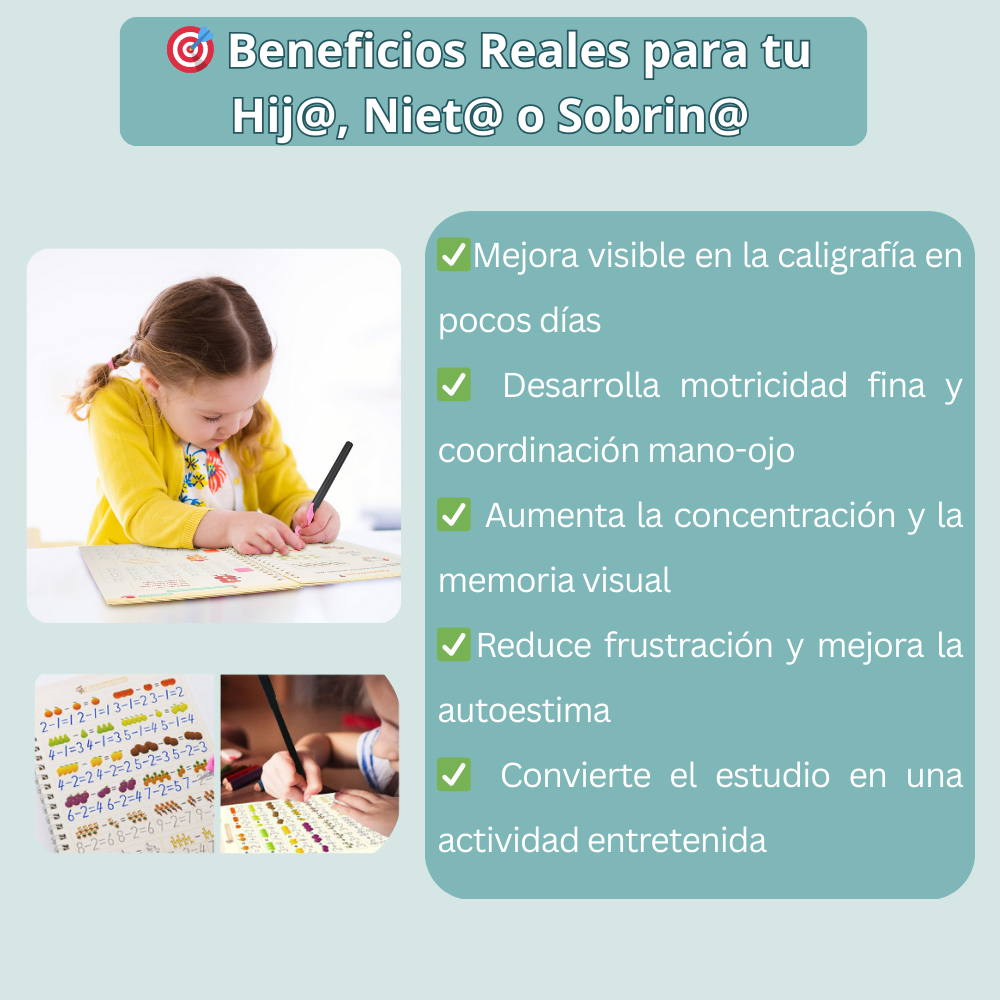 Set de 4 Libros de Caligrafía Mágica Hundida en Español para Niños