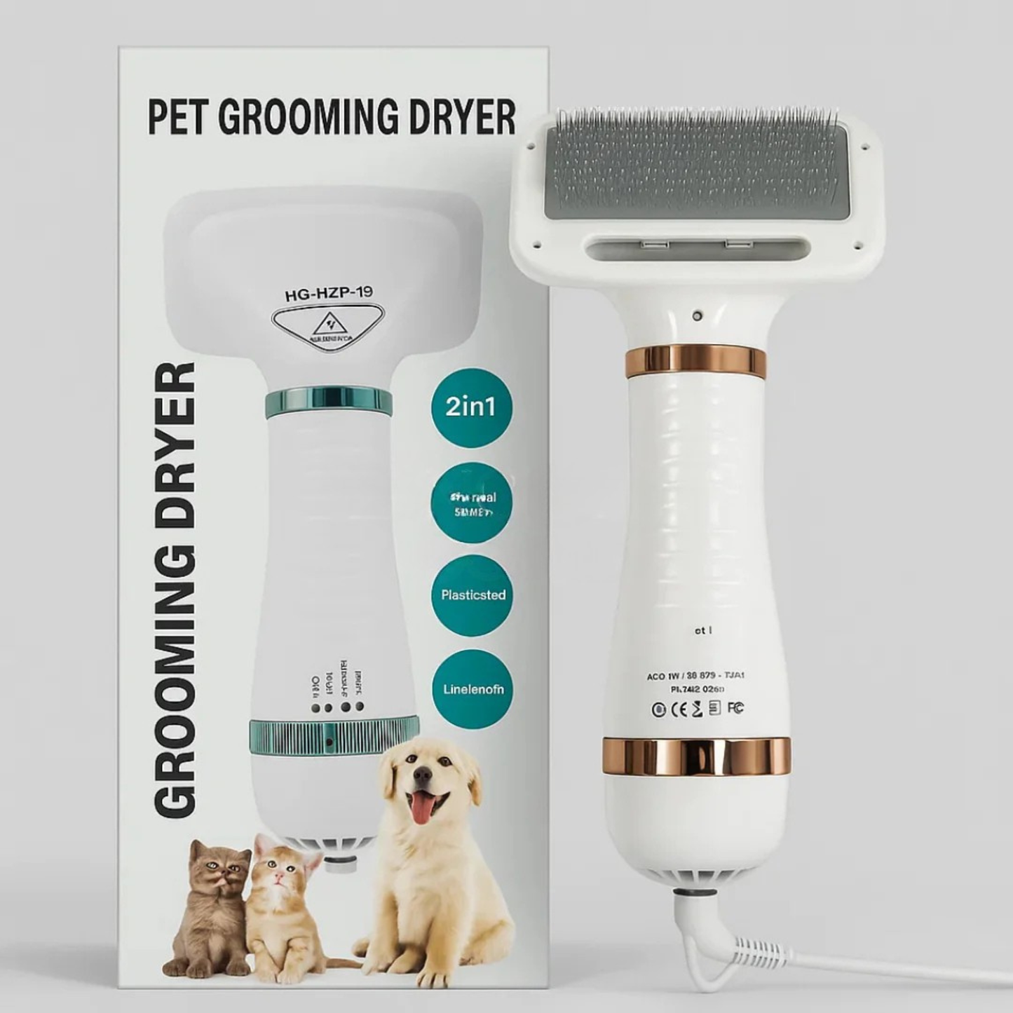 Cepillo Y Secador De Mascotas 2 En 1